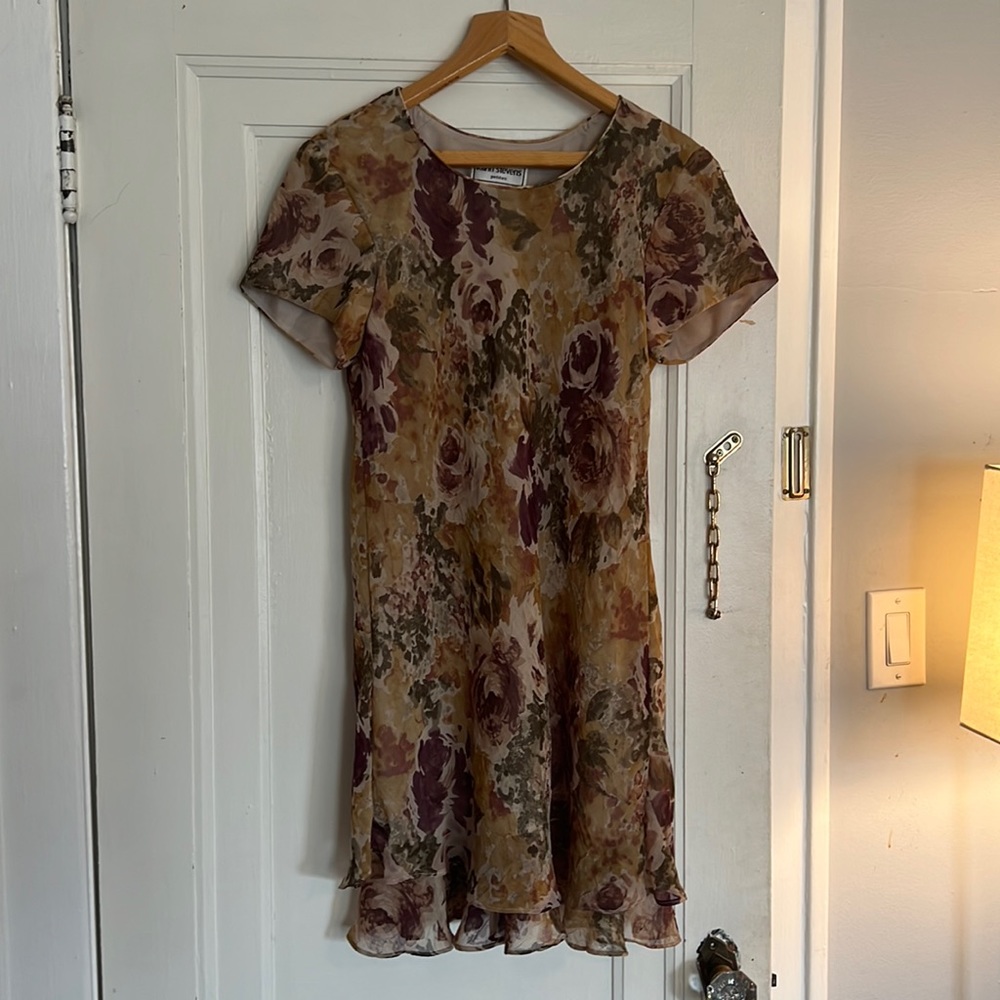 90s vintage floral mini dress size 12P - Picture 2 of 6